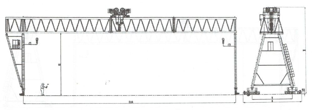 路橋?qū)Ｓ瞄T式起重機(jī)外形結(jié)構(gòu)示意圖（150噸）.jpg